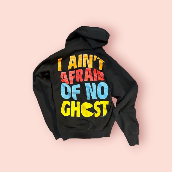 Unisex Black Pac Man I Aint afraid of no ghost Hoodie Size SMALL - Picture 2 of 2